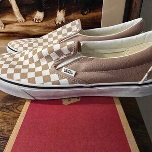 VANS Classic Checkerboard Slip-On Warm Taupe Brown VN000D6YE2V Men's Sz 11 NEW